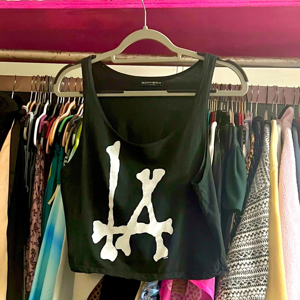 BRANDY💘MELVILLE *one size fits all*LA Logo Crop Top, Rare very good condition🥰